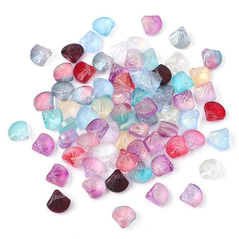 Electroplated Shell Glass Beads 10mm Iridescent Gradient 40pcs 4
