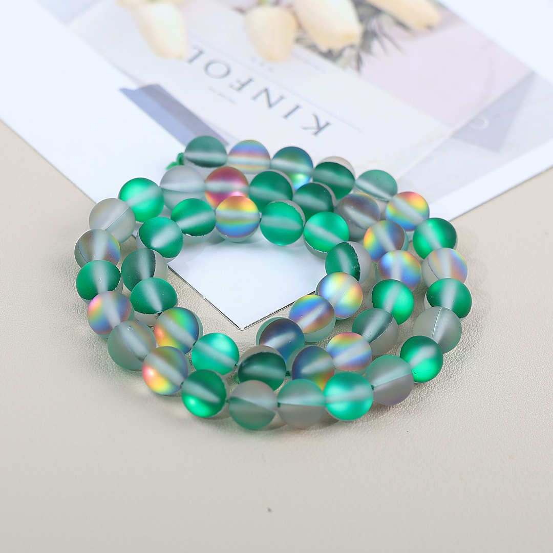 Mermaid Round Glass Beads 6mm Matte Pastel Jewel Tones 40pcs 21