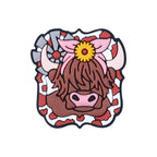 Silicone Focal Beads Farm Highland Cattle Square Cow Surprised Expression 20pcs 5