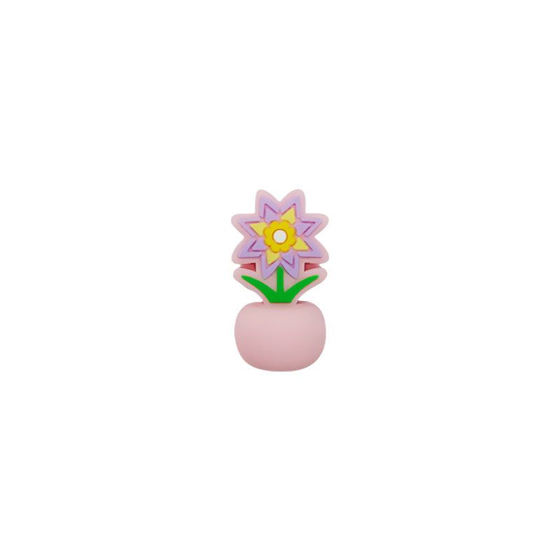 Silicone 3D Focal Beads Colorful Potted Plant Detailed Floral Design 20pcs 13
