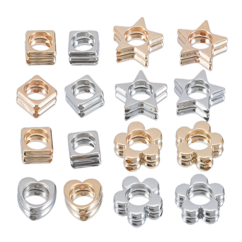 Hollow Geometry Acrylic Beads CCB Plastic Star Heart Flower 100pcs