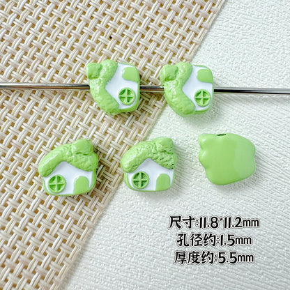 Baking Painted House and Camera Metal Beads 11mm 15mm Pastel Colors 20pcs 9
