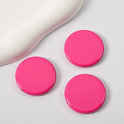 Glossy Painted Disc Acrylic Beads 32mm Colorful Mixed 50pcs 4