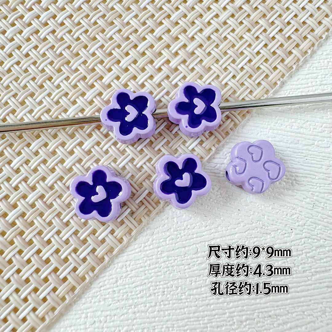 Spoon and Flower Metal Beads 15mm and 9mm Baking Painted 20pcs 20