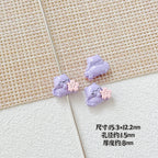 Heart Metal Beads 15-18mm Baking Painted Cherry Blossom Kitten Design 10pcs 10