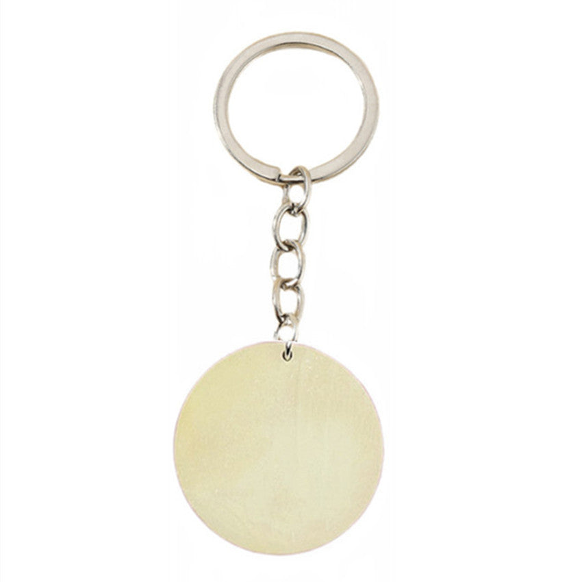 Wooden Round Floral Engraved MAMA Keychain Coffee Brown 6