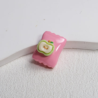 Fruit Snack Bag Acrylic Square Beads 23mm Glossy Detailed 10pcs 12