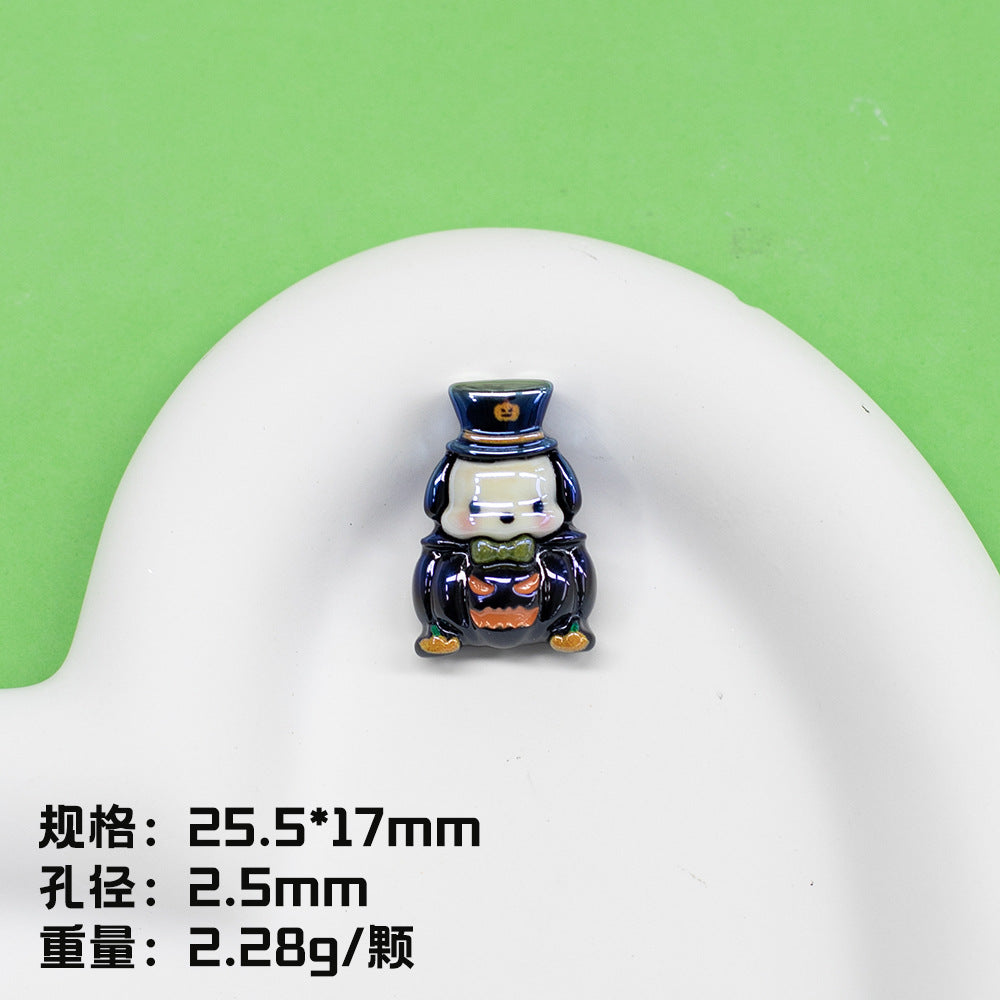 Plating Halloween Jack-O'-Lantern Resin Beads Glossy Sanrio 10pcs 8