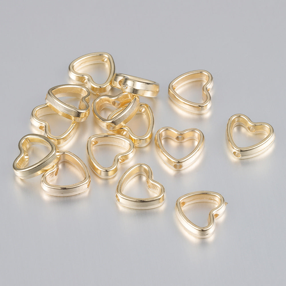 Hollow Heart Acrylic Beads 11x12mm CCB Plastic Mixed Colors 100pcs 6