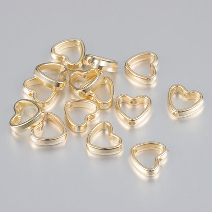 Hollow Heart Acrylic Beads 11x12mm CCB Plastic Mixed Colors 100pcs 6