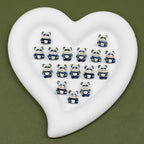 3D Panda Resin Beads 16-18mm Pearly White Metallic Blue Vertical Hole 20pcs 4
