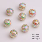 Iridescent Snowflake Resin Beads 16mm Round Translucent 20pcs 2