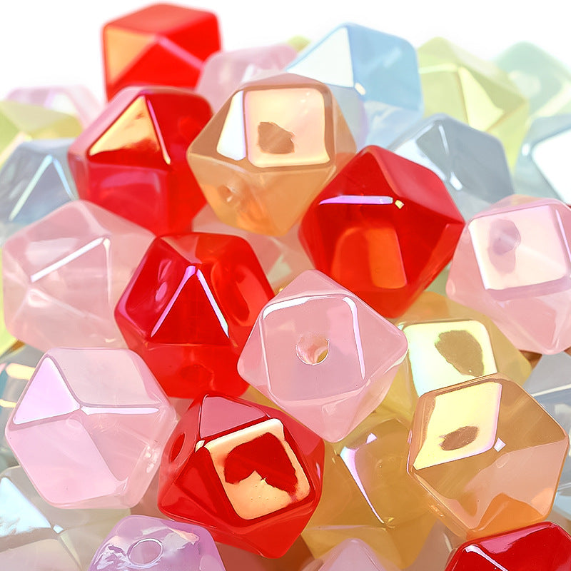 Bright Polygonal Acrylic Beads 19mm Faceted Glossy 30pcs 3