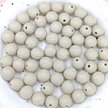 Painted Round Acrylic Beads 12mm Creamy Pumpkin Matte 100pcs 11