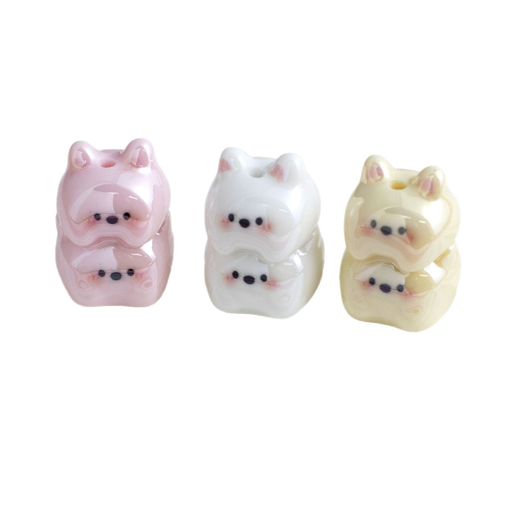 Plating Puppy Stack Resin Beads 24mm Glossy Pastel Colors 10pcs 5