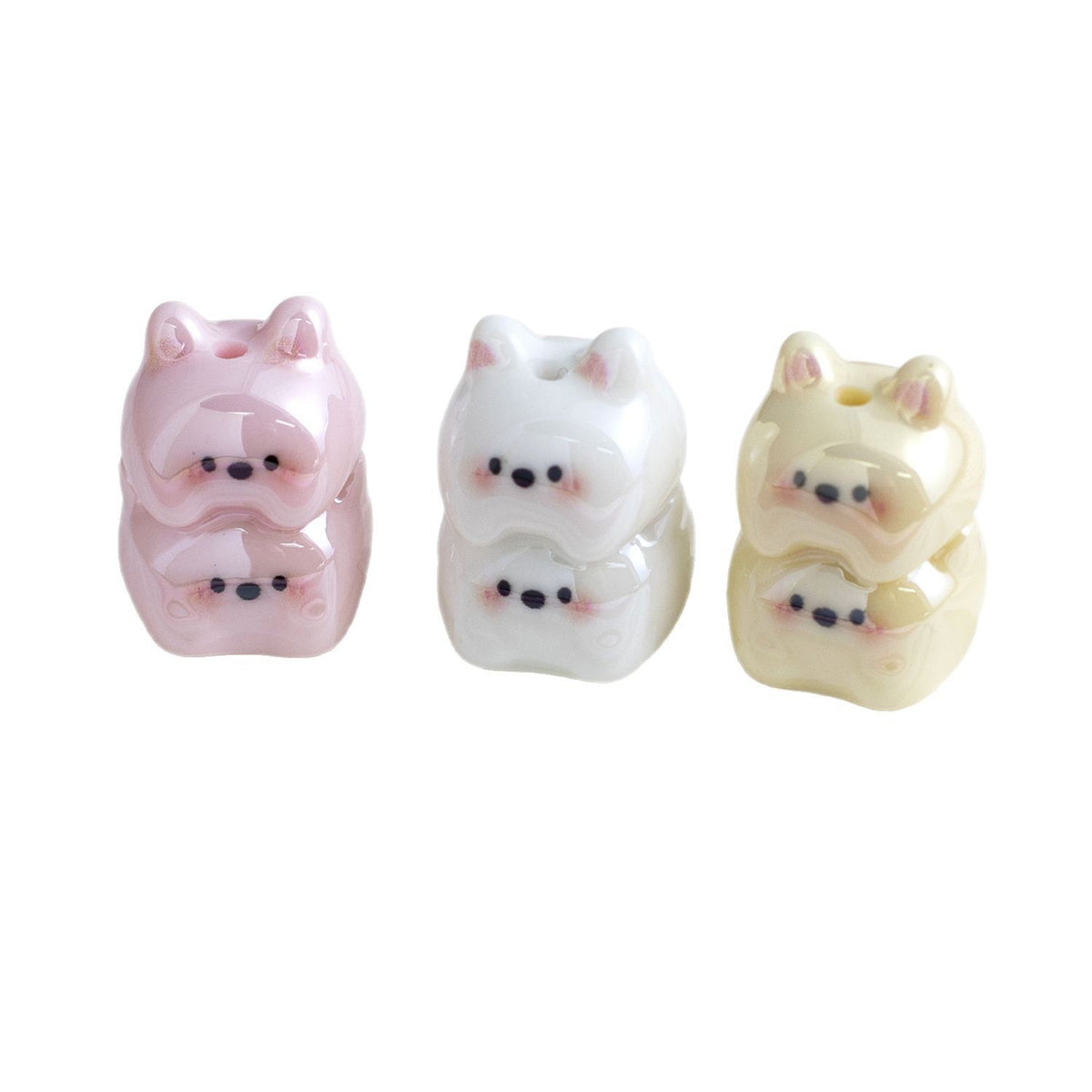 Plating Puppy Stack Resin Beads 24mm Glossy Pastel Colors 10pcs 5