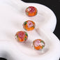 Faceted Flower Glass Beads 10mm Turquoise Painted 10pcs 14