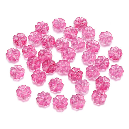 Color Transparent Clover Glass Beads 10mm Assorted Colors 50pcs 10