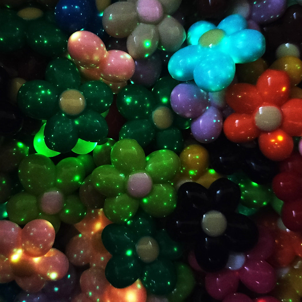 Glow In The Dark Five-Petal Flower Acrylic Beads 21mm Bicolor 10pcs 3