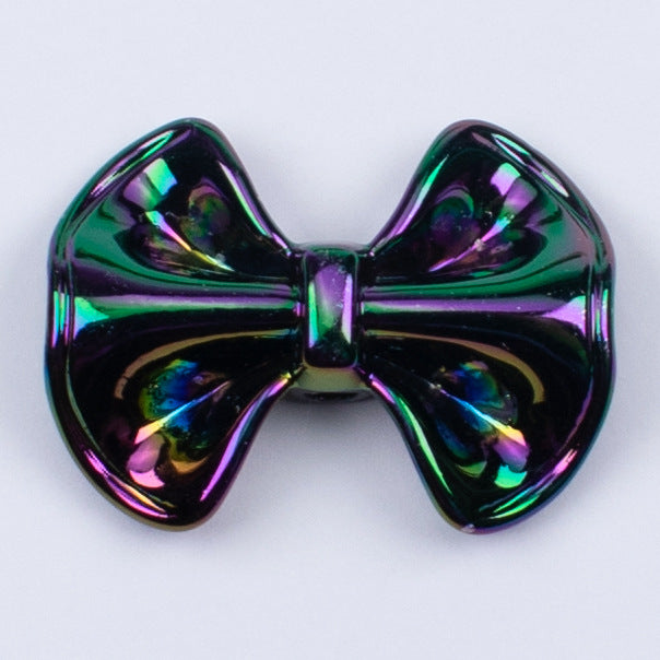 Plated Fat Bow Acrylic Beads 24mm Solid Glossy Color 100pcs 17