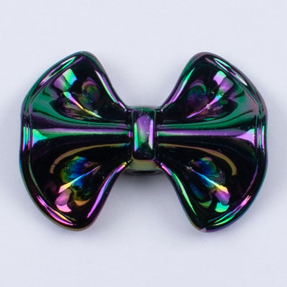 Plated Fat Bow Acrylic Beads 24mm Solid Glossy Color 100pcs 17