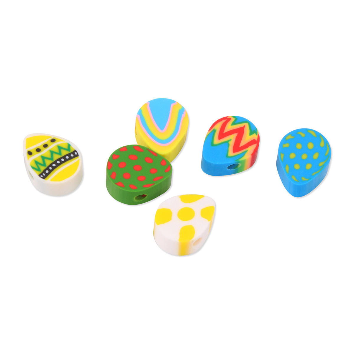 Easter Egg Clay Beads 10mm Colorful Pattern Polymer 100pcs 5