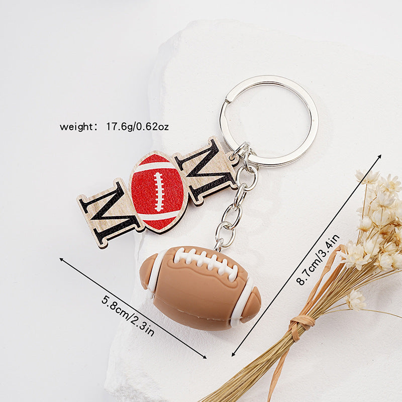 Acrylic Rugby Ball Keychain Sports Fan Design 8.7x5.8cm 5