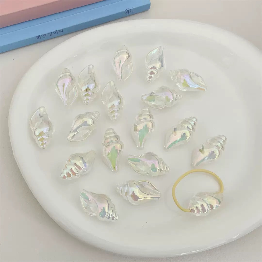 Plating Conch Acrylic Beads 20mm 35mm 3D Gradient Two-Color 50pcs 8