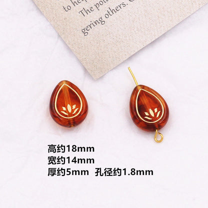 Vintage Amber Transparent Gilded Plum Blossom Acrylic Beads 10pcs 24