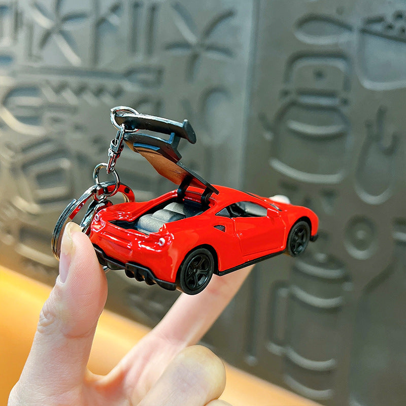 Pull Back Racing Car Keychain Alloy Body Glossy Finish 3