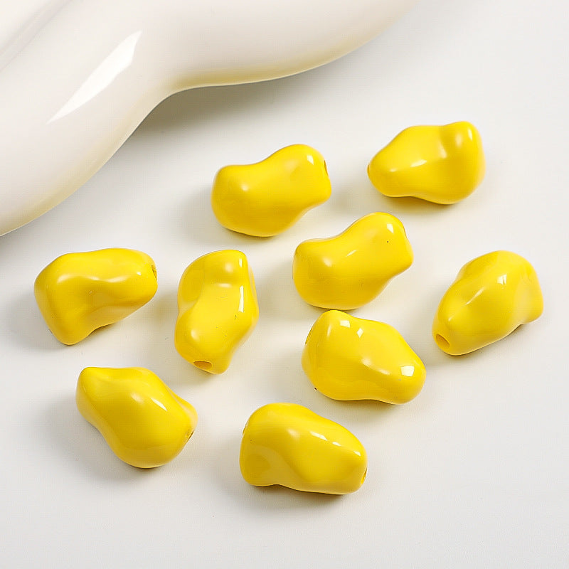 Glossy Irregular Stone Acrylic Beads 20mm Colorful Painted 50pcs 6