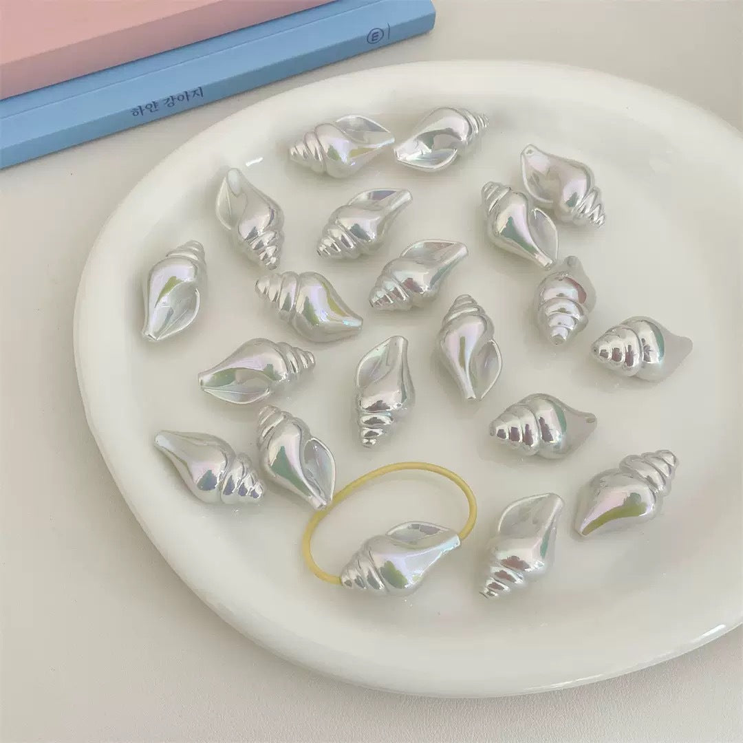Plating Conch Acrylic Beads 20mm 35mm 3D Gradient Two-Color 50pcs 9
