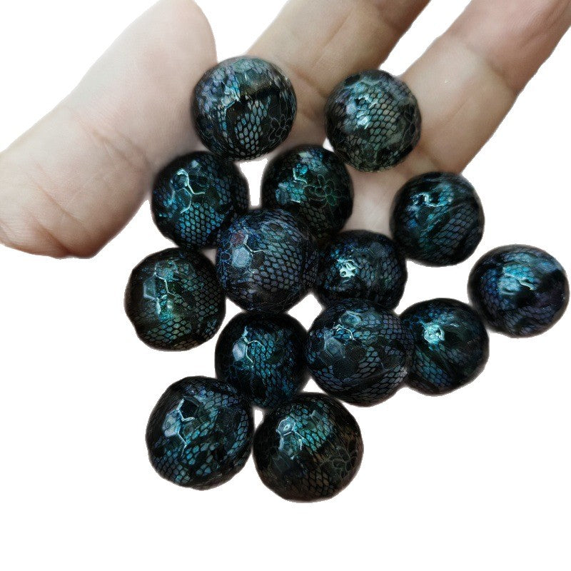 Black Faceted Lace Pattern Acrylic Beads 16mm 100pcs 5