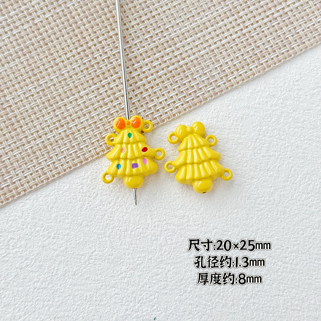 Baking Painted Christmas Tree and Bells Metal Beads 20pcs Festive Colors 33