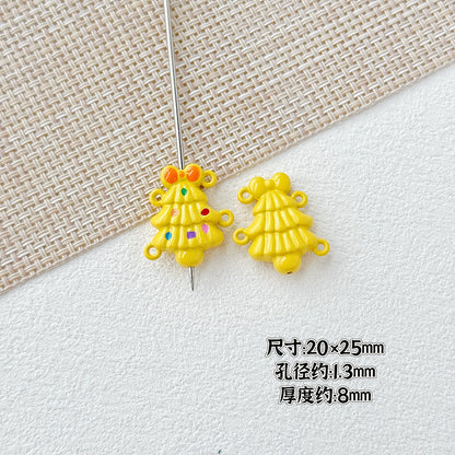 Baking Painted Christmas Tree and Bells Metal Beads 20pcs Festive Colors 33