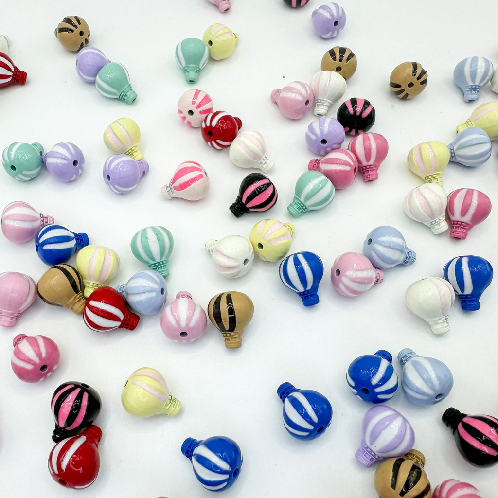 Hot Air Balloon Metal Beads 12mm Painted Alloy 10pcs