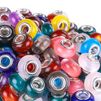 Imitation Opal Resin Spacer Beads 14mm Silver Lined Hole 100pcs