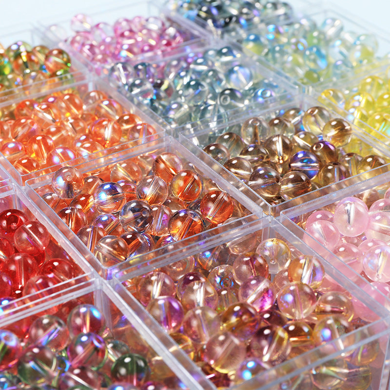 Transparent Double Color Glass Beads 10mm Glossy Shimmer 10pcs 4