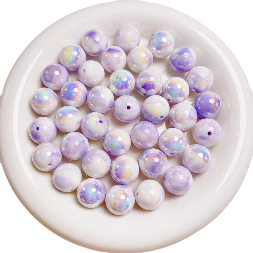 Glow Plating Round Acrylic Beads 16mm Bicolor Pastel 20pcs 5