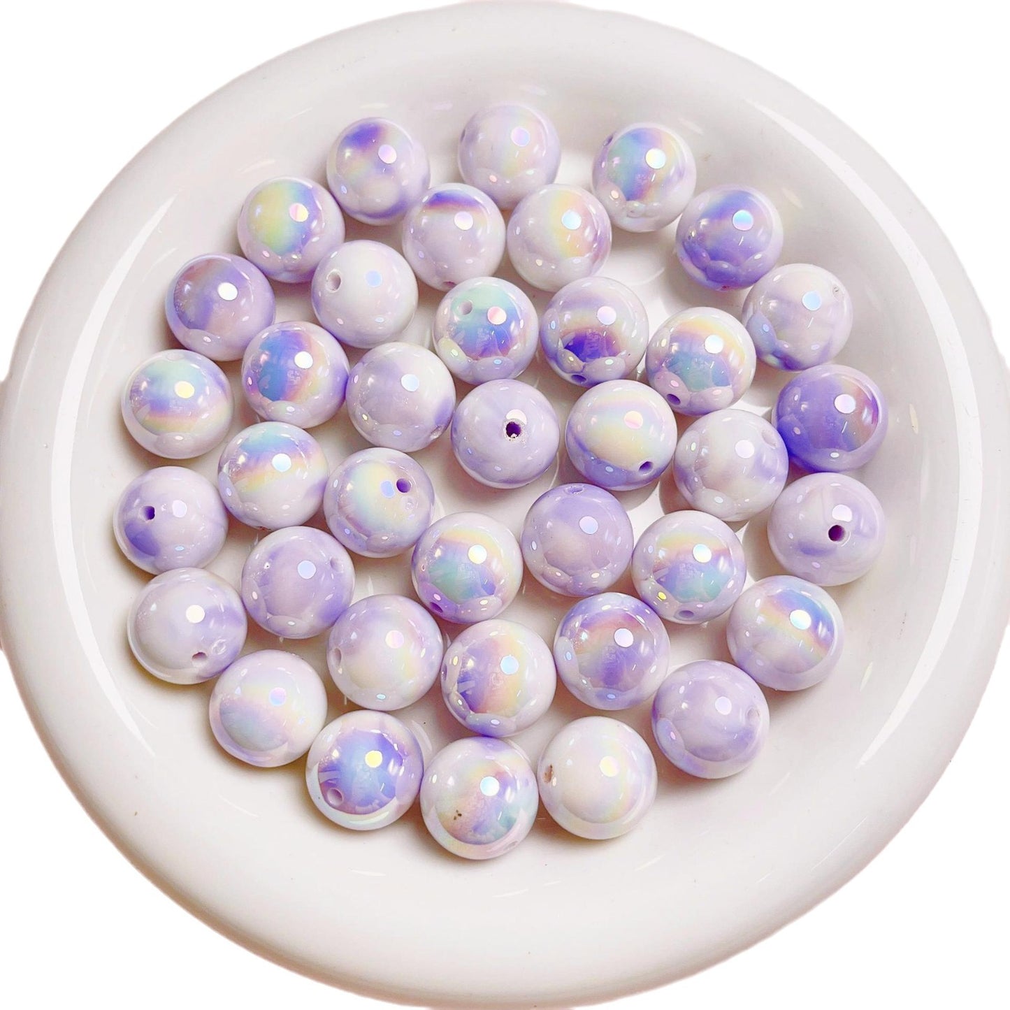 Glow Plating Round Acrylic Beads 16mm Bicolor Pastel 20pcs 5