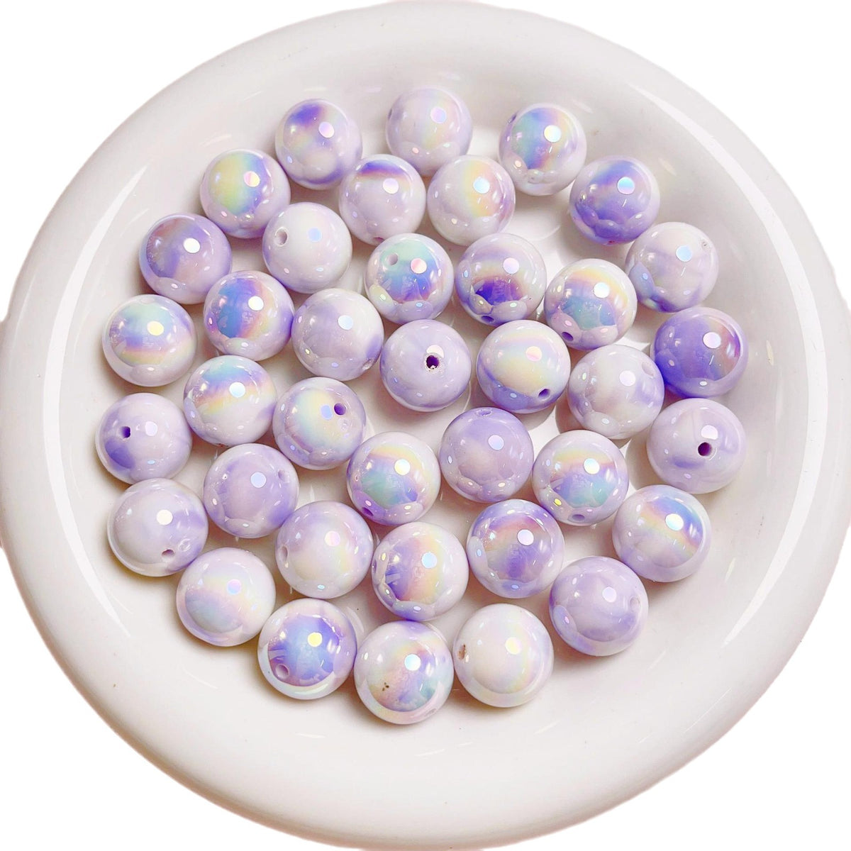 Glow Plating Round Acrylic Beads 16mm Bicolor Pastel 20pcs 5