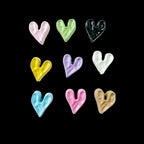 Heart Stone Metal Beads 6mm 9mm Glossy Painted Pastel Colors 50pcs 5