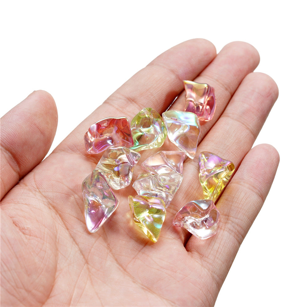 Transparent Irregular Gravel Acrylic Beads 11-22mm UV Plating 4pcs 3