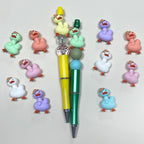 Silicone 3D Focal Beads Duck Macaroon Color Wearing Hat 20pcs 3