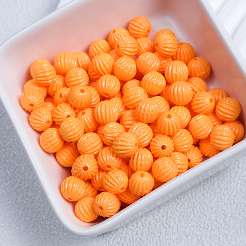 Painted Pumpkin Acrylic Beads 9mm Striped Bright Colors 100pcs 10