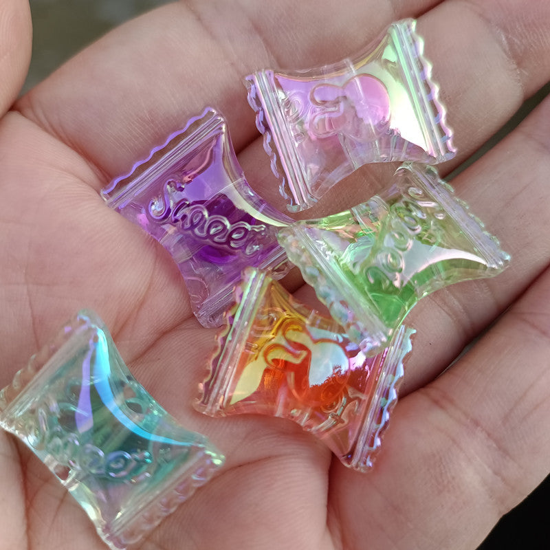 Transparent Candy Bag Acrylic Beads 17x21mm UV Plating 100pcs