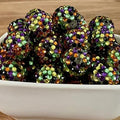 Rhinestone Bubblegum Beads 10-22mm Halloween Green Purple Mosaic 5pcs