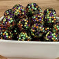 Rhinestone Bubblegum Beads 10-22mm Halloween Green Purple Mosaic 5pcs