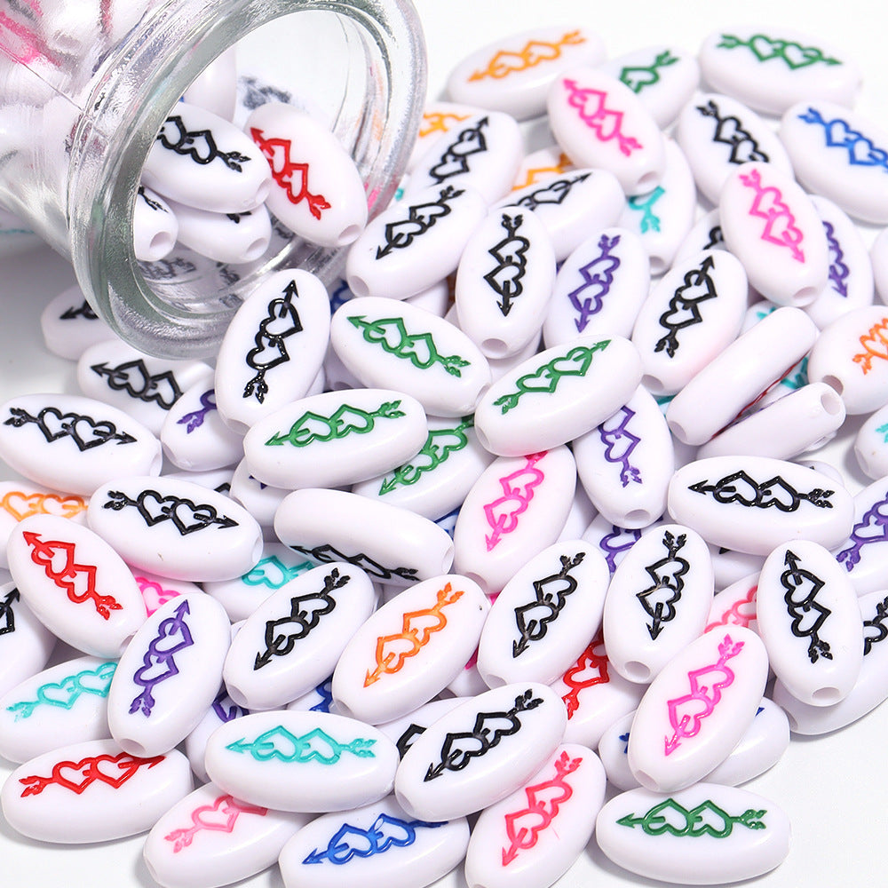 Oval Acrylic Beads 18mm Colorful Double Heart Large Hole 50pcs 2
