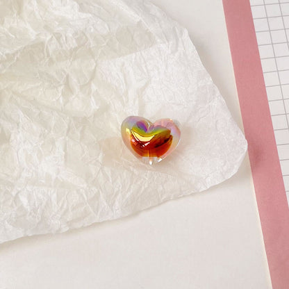 Transparent Heart Acrylic Beads 14mm UV Plating Two-Color 100pcs 5